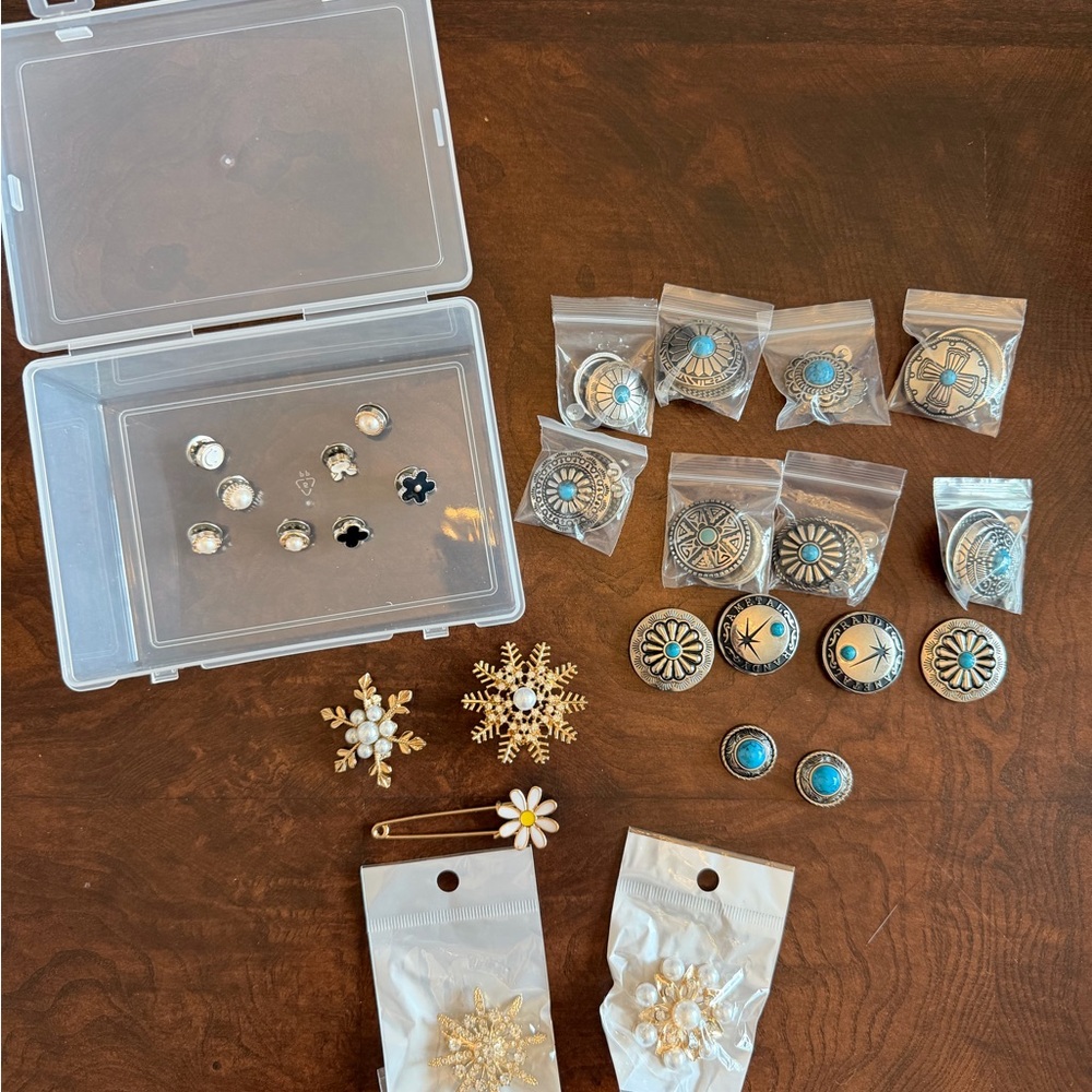 Assorted Decorative Buttons and Brooches